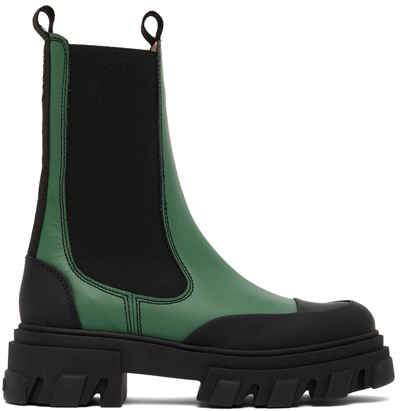 Shop Ganni Green Chelsea Ankle Boots In 813 Myrtle