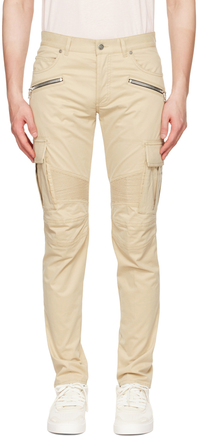 Shop Balmain Beige Cotton Cargo Pants In 0kc Beige