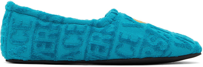 Shop Versace Blue Medusa Slippers In Z4588