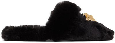 Shop Versace Black Palazzo Slippers In Z1008