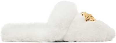 Shop Versace White Palazzo Slippers In Z1001