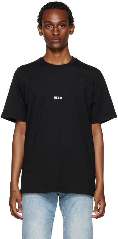 Shop Msgm Black Logo T-shirt In 99 Black