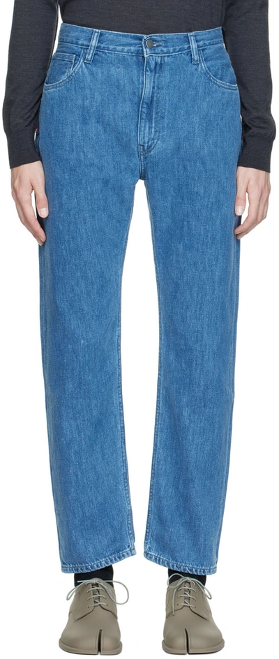 Shop Non+ Blue Straight Jeans In Washed
