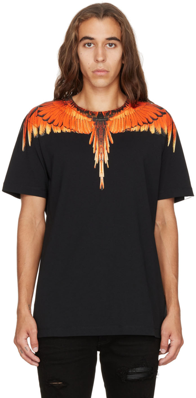 Shop Marcelo Burlon County Of Milan Black Icon Wings T-shirt In Black Coral R