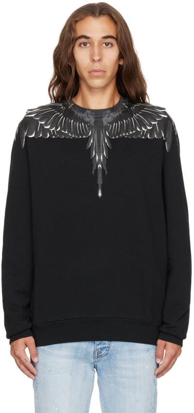Shop Marcelo Burlon County Of Milan Black Icon Wings Sweatshirt In Black Black