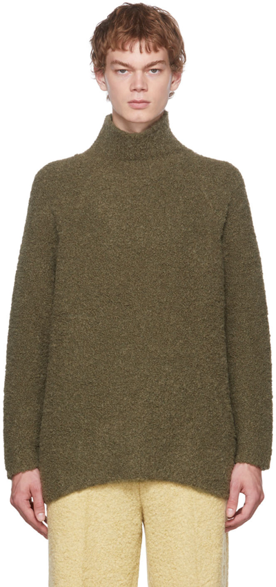 Gauchère Green Shaggy Turtleneck In Darkk Olive