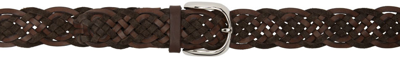 Shop Brunello Cucinelli Brown Braided Belt In C6074