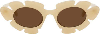 Shop Loewe Beige Flower Sunglasses In 57e Shiny Beige / Br