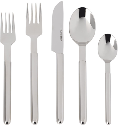 Shop Mono Stainless Steel Five-piece Oval Cutlery Set In Silver