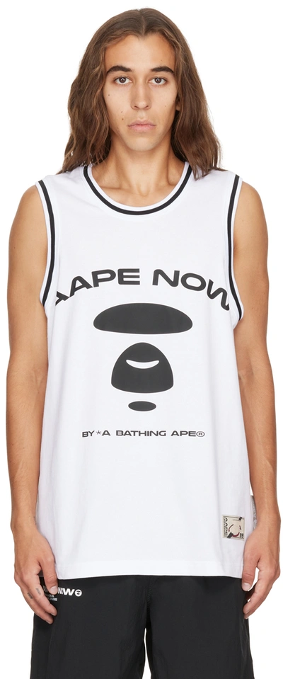 Shop Aape By A Bathing Ape White Paneled Tank Top In Whx White