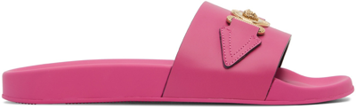 Shop Versace Pink Medusa Biggie Slides In 1pe7v Cherry