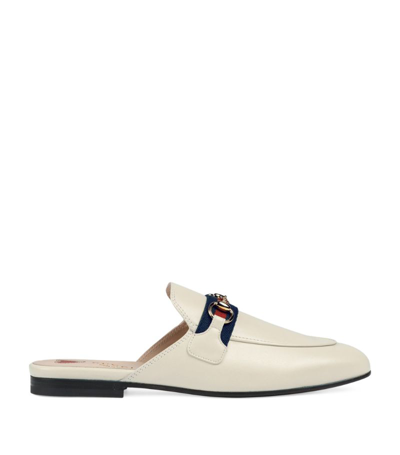 Shop Gucci Leather Web Stripe Princetown Slippers In White