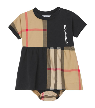Shop Burberry Kids Check Dress And Bloomers Set In Black
