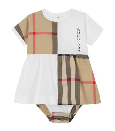Shop Burberry Kids Check Dress And Bloomers Set In White
