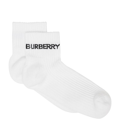 Shop Burberry Logo Socks In White