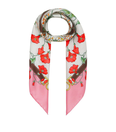 Shop Burberry Silk Floral Square Scarf In Pink