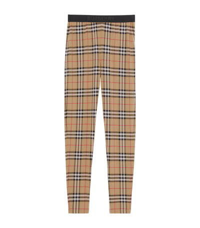 Shop Burberry Vintage Check Leggings In Brown