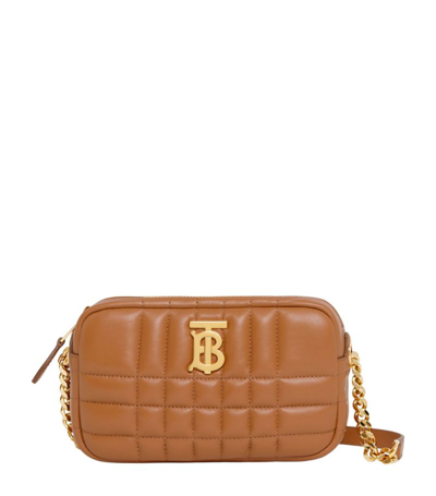 Shop Burberry Mini Quilted Leather Lola Camera Bag In Brown