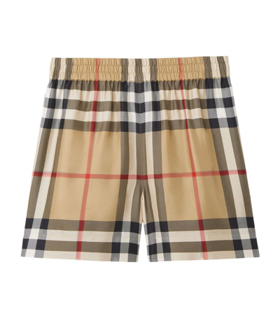 Shop Burberry Silk Vintage Check Shorts In Neutrals