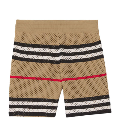 Shop Burberry Pointelle-knit Icon Stripe Shorts In Neutrals