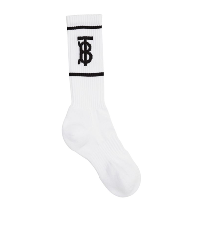 Shop Burberry Monogram Socks In White