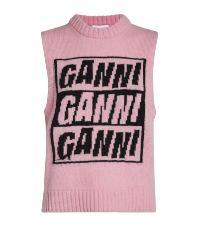 Shop Ganni Graphic Logo Sweater Vest In Purple
