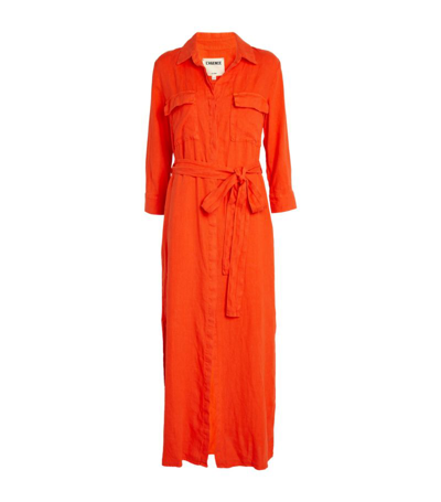 Shop L Agence Linen Cameron Shirt Dress In Red