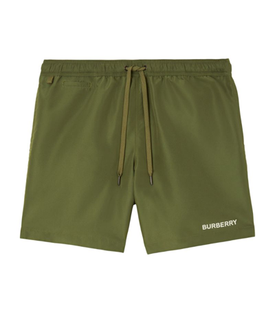 Shop Burberry Logo Swim Shorts In Green