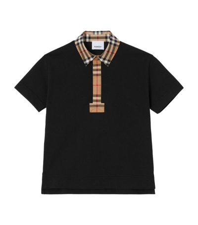Shop Burberry Kids Check-trim Polo Shirt (3-14 Years) In Black