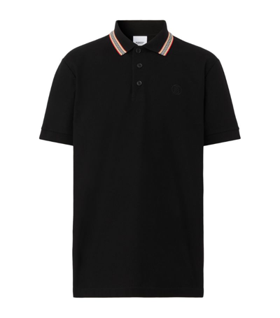 Shop Burberry Icon Stripe Polo Shirt In Black