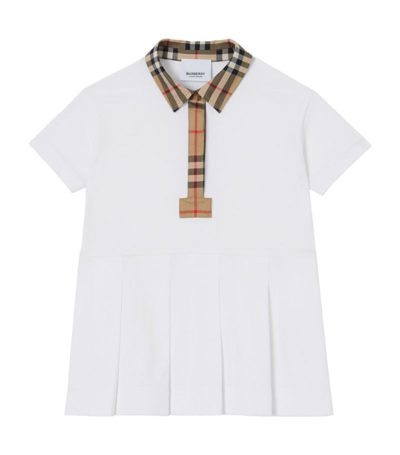 Shop Burberry Kids Vintage Check-trim Polo Dress (6-24 Months) In White