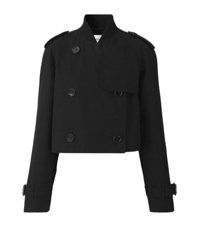 Shop Burberry Gabardine Cropped Trench Coat In Black