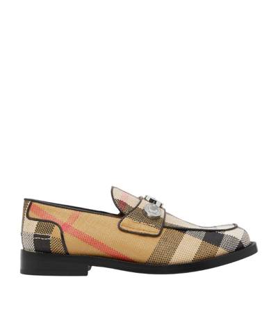 Shop Burberry Check Loafers In Neutrals
