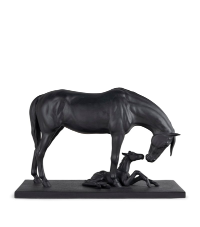 Shop Lladrò Mare And Foal Figurine In Black