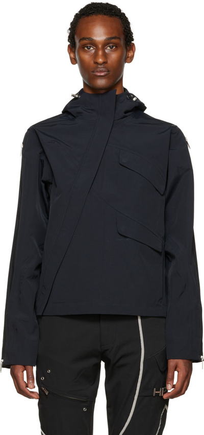 Shop Heliot Emil Black Diagonal Zip Jacket