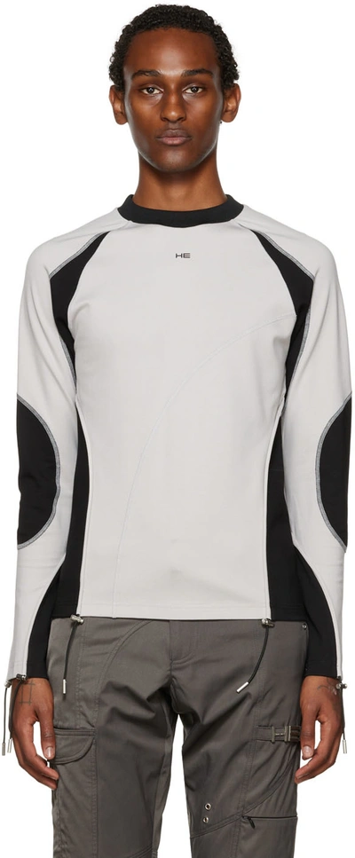Heliot Emil Black & Gray Metamorphic Long Sleeve T-shirt In Black W. Grey |  ModeSens