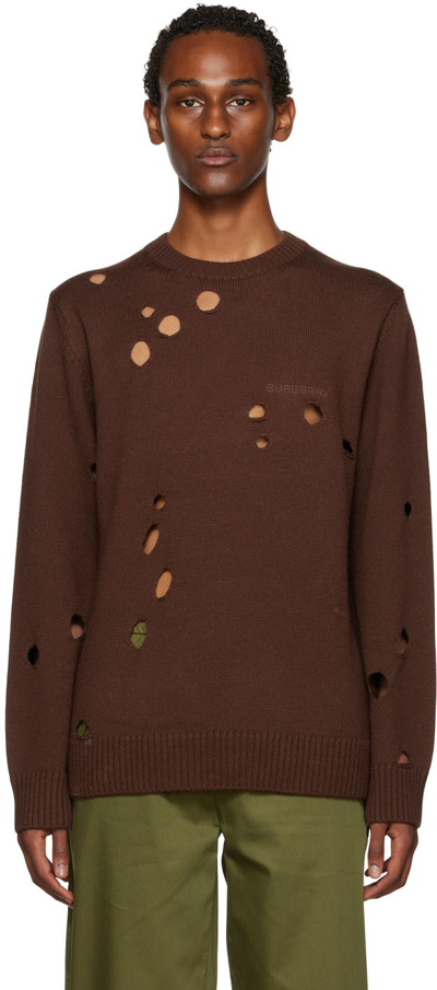 Shop Burberry Brown Parish Sweater In Dark Truffle Brown