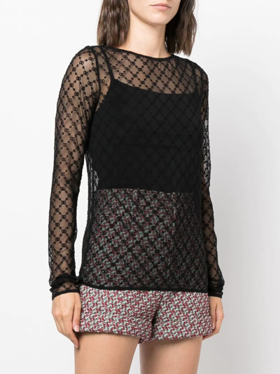 GG-EMBROIDERED TULLE TOP