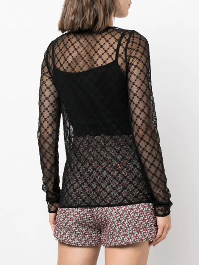 GG-EMBROIDERED TULLE TOP