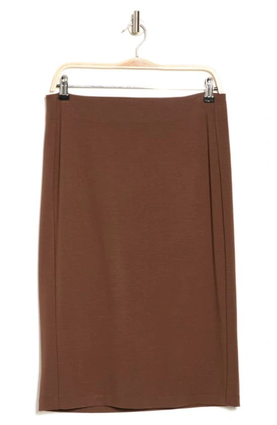 Shop T Tahari Pull-on Ponte Pencil Skirt In Coffee Brown