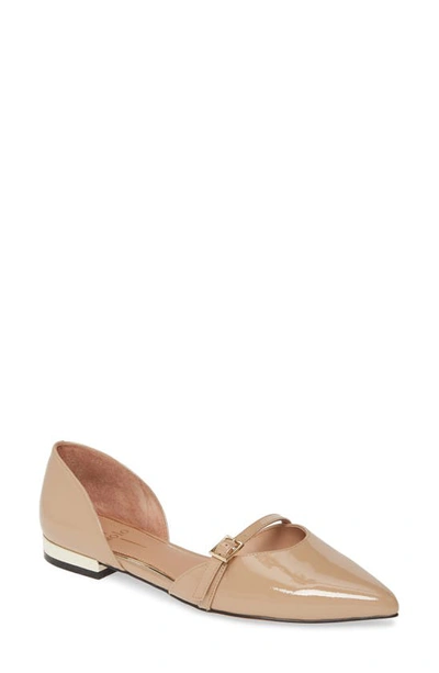 Shop Linea Paolo Demi D'orsay Flat In Maple Sugar Patent Leather