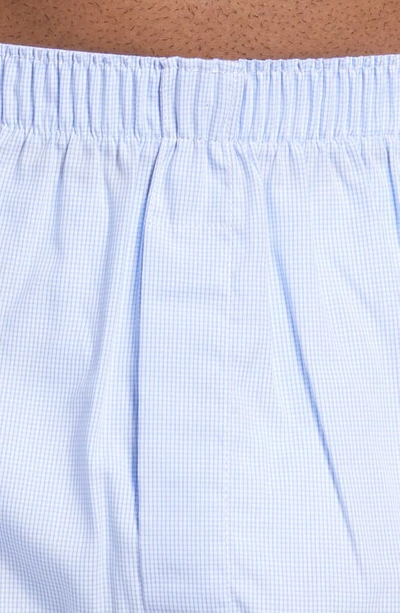Shop Sunspel Gingham Print Cotton Poplin Boxers In Light Blue Micro Gingham
