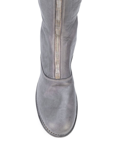 Shop Guidi Women 410  Soft Horse Leather Front Zip Tall Boots In Light Grey