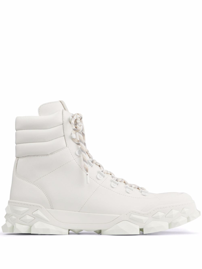 Shop Jimmy Choo Men Diamond Hike Ankle Boots In White