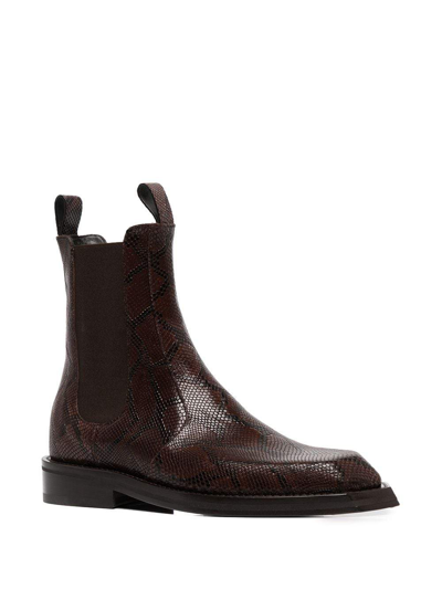 Shop Martine Rose Women Chiesel Toe Chelsea Boots In Brown Python