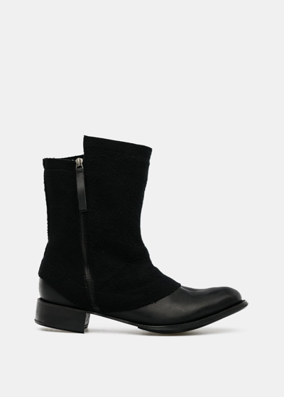 Shop Yohji Yamamoto Black Asymmetric Zip Boots