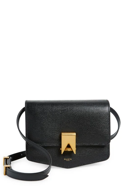 Shop Alaïa Small Le Papa Leather Crossbody Bag In 999 - Noir