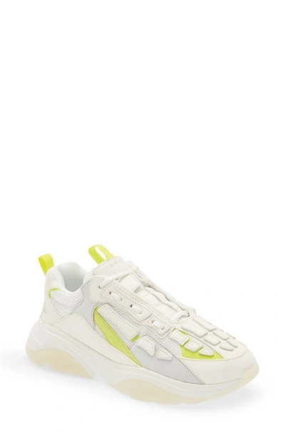 Shop Amiri Bone Running Shoe In White / Neon Yellow