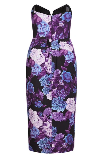 City Chic Floral Dress In Black