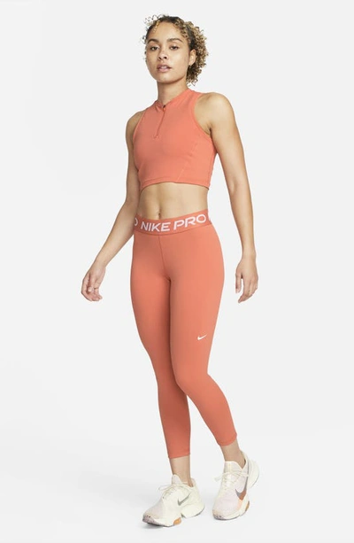 Shop Nike Dri-fit Pro 365 Crop Leggings In Madder Root/ White